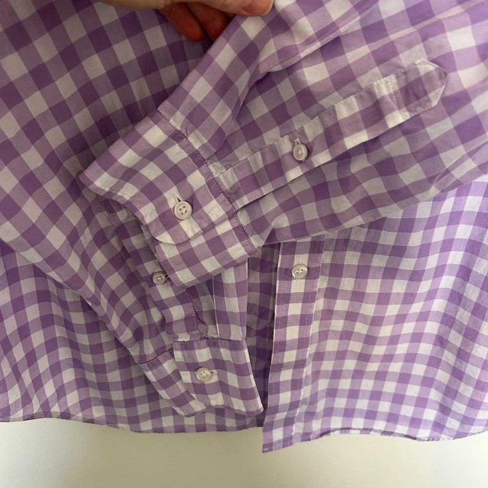J.Crew Button Down Shirt Purple Large Gingham Lightweight Cotton‎ Mens
